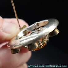 Load image into Gallery viewer, Antique SCOTTISH VICTORIAN SILVER &amp; Agate Brooch or Pin. Raised Central Cairngorm Stone
