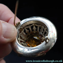 Load image into Gallery viewer, Antique SCOTTISH VICTORIAN SILVER &amp; Agate Brooch or Pin. Raised Central Cairngorm Stone
