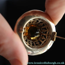 Load image into Gallery viewer, Antique SCOTTISH VICTORIAN SILVER &amp; Agate Brooch or Pin. Raised Central Cairngorm Stone
