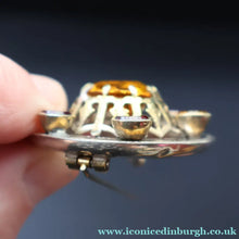 Load image into Gallery viewer, Antique SCOTTISH VICTORIAN SILVER &amp; Agate Brooch or Pin. Raised Central Cairngorm Stone
