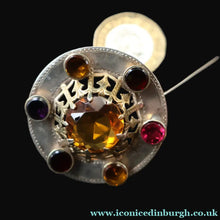 Load image into Gallery viewer, Antique SCOTTISH VICTORIAN SILVER &amp; Agate Brooch or Pin. Raised Central Cairngorm Stone
