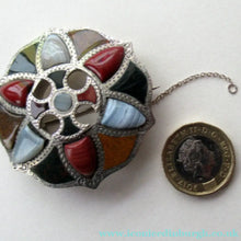 Load image into Gallery viewer, SCOTTISH VICTORIAN SILVER &amp; Agate Hardstone Brooch
