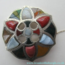 Load image into Gallery viewer, SCOTTISH VICTORIAN SILVER &amp; Agate Hardstone Brooch
