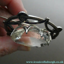 Load image into Gallery viewer, Antique Victorian Silver and Blue Enamel Brooch with Large Faceted Paste Stone
