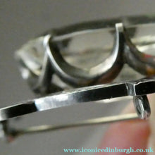 Load image into Gallery viewer, Antique Victorian Silver and Blue Enamel Brooch with Large Faceted Paste Stone
