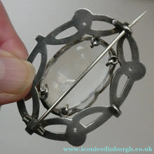 Load image into Gallery viewer, Antique Victorian Silver and Blue Enamel Brooch with Large Faceted Paste Stone
