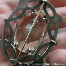 Load image into Gallery viewer, Antique Victorian Silver and Blue Enamel Brooch with Large Faceted Paste Stone
