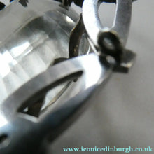 Load image into Gallery viewer, Antique Victorian Silver and Blue Enamel Brooch with Large Faceted Paste Stone
