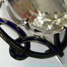 Load image into Gallery viewer, Antique Victorian Silver and Blue Enamel Brooch with Large Faceted Paste Stone
