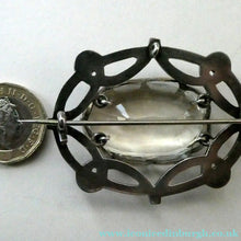 Load image into Gallery viewer, Antique Victorian Silver and Blue Enamel Brooch with Large Faceted Paste Stone
