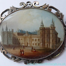 Load image into Gallery viewer, Victorian Silver Brooch with Miniature Painting of Holyrood Palace in Edinburgh
