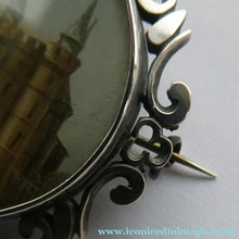 Load image into Gallery viewer, Victorian Silver Brooch with Miniature Painting of Holyrood Palace in Edinburgh
