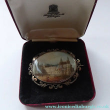 Load image into Gallery viewer, Victorian Silver Brooch with Miniature Painting of Holyrood Palace in Edinburgh
