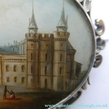 Load image into Gallery viewer, Victorian Silver Brooch with Miniature Painting of Holyrood Palace in Edinburgh
