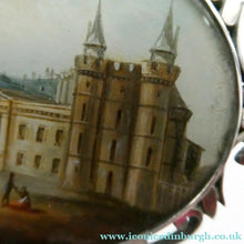 Load image into Gallery viewer, Victorian Silver Brooch with Miniature Painting of Holyrood Palace in Edinburgh
