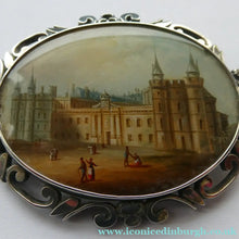 Load image into Gallery viewer, Victorian Silver Brooch with Miniature Painting of Holyrood Palace in Edinburgh
