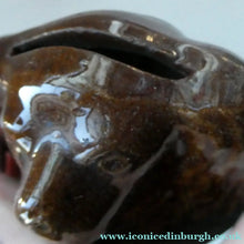 Load image into Gallery viewer, Antique Staffordshire 19th Century Bank or Money Box with Treacle Glaze. In the form of a Spaniel's Head
