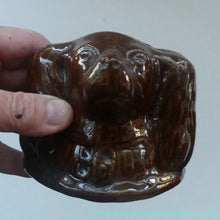 Load image into Gallery viewer, Antique Staffordshire 19th Century Bank or Money Box with Treacle Glaze. In the form of a Spaniel's Head
