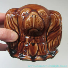Load image into Gallery viewer, Antique Staffordshire Spaniel's Head Money Box or Saving Bank. Treacle Glaze
