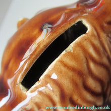 Load image into Gallery viewer, Antique Staffordshire Spaniel's Head Money Box or Saving Bank. Treacle Glaze
