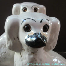 Load image into Gallery viewer, Victorian Antique Staffordshire Chimney Spaniels or Wally Dugs. 1880s PAIR
