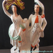 Load image into Gallery viewer, Large Antique Staffordshire Flatback Figurine Couple Harvesting 
