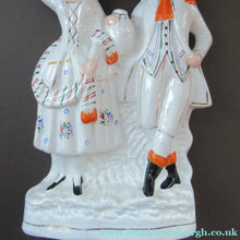 Load image into Gallery viewer, Large Antique Staffordshire Flatback Figurine Couple Harvesting 
