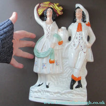 Load image into Gallery viewer, Large Antique Staffordshire Flatback Figurine Couple Harvesting 
