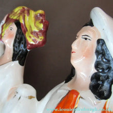 Load image into Gallery viewer, Large Antique Staffordshire Flatback Figurine Couple Harvesting 
