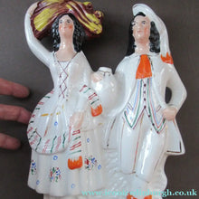 Load image into Gallery viewer, Large Antique Staffordshire Flatback Figurine Couple Harvesting 
