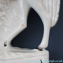 Load image into Gallery viewer, Antique Victorian STAFFORDSHIRE Figurine. Huntsman (Wearing a Cap with Cockade) on Horseback; 14 3/4 inches
