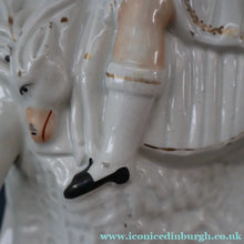 Load image into Gallery viewer, Antique Victorian STAFFORDSHIRE Figurine. Huntsman (Wearing a Cap with Cockade) on Horseback; 14 3/4 inches
