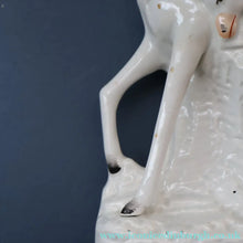 Load image into Gallery viewer, Antique Victorian STAFFORDSHIRE Figurine. Huntsman (Wearing a Cap with Cockade) on Horseback; 14 3/4 inches
