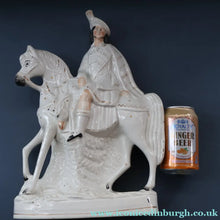 Load image into Gallery viewer, Antique Victorian STAFFORDSHIRE Figurine. Huntsman (Wearing a Cap with Cockade) on Horseback; 14 3/4 inches
