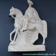Load image into Gallery viewer, Antique Victorian STAFFORDSHIRE Figurine. Huntsman (Wearing a Cap with Cockade) on Horseback; 14 3/4 inches
