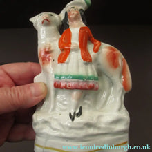 Load image into Gallery viewer, Miniature Antique Staffordshire Flatback Wee Girl with Massive Sheep
