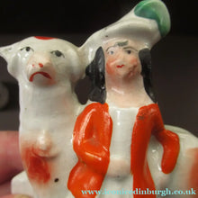Load image into Gallery viewer, Miniature Antique Staffordshire Flatback Wee Girl with Massive Sheep
