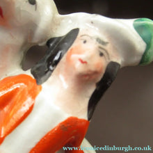 Load image into Gallery viewer, Miniature Antique Staffordshire Flatback Wee Girl with Massive Sheep
