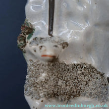 Load image into Gallery viewer, Unusual ANTIQUE Victorian Staffordshire Figurine of a Little Shepherd with Sheep at his Feet
