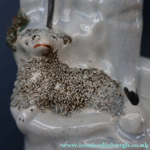 Load image into Gallery viewer, Unusual ANTIQUE Victorian Staffordshire Figurine of a Little Shepherd with Sheep at his Feet
