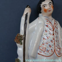Load image into Gallery viewer, Unusual ANTIQUE Victorian Staffordshire Figurine of a Little Shepherd with Sheep at his Feet
