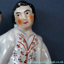 Load image into Gallery viewer, Unusual ANTIQUE Victorian Staffordshire Figurine of a Little Shepherd with Sheep at his Feet
