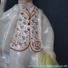 Load image into Gallery viewer, Unusual ANTIQUE Victorian Staffordshire Figurine of a Little Shepherd with Sheep at his Feet
