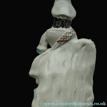 Load image into Gallery viewer, Antique Victorian Staffordshire Figurine. Lady Playing a Concertina with Lamb at her Feet
