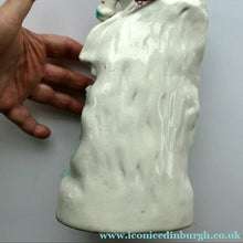 Load image into Gallery viewer, Antique Victorian Staffordshire Figurine. Lady Playing a Concertina with Lamb at her Feet
