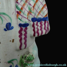 Load image into Gallery viewer, Antique Victorian Staffordshire Figurine. Lady Playing a Concertina with Lamb at her Feet
