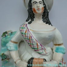 Load image into Gallery viewer, Antique Victorian Staffordshire Figurine. Lady Playing a Concertina with Lamb at her Feet
