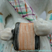 Load image into Gallery viewer, Antique Victorian Staffordshire Figurine. Lady Playing a Concertina with Lamb at her Feet
