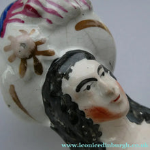 Load image into Gallery viewer, Antique Victorian Staffordshire Figurine. Lady Playing a Concertina with Lamb at her Feet
