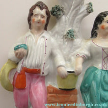 Load image into Gallery viewer, Victorian Staffordshire Spill Vase Flatback. Couple at a Water Well
